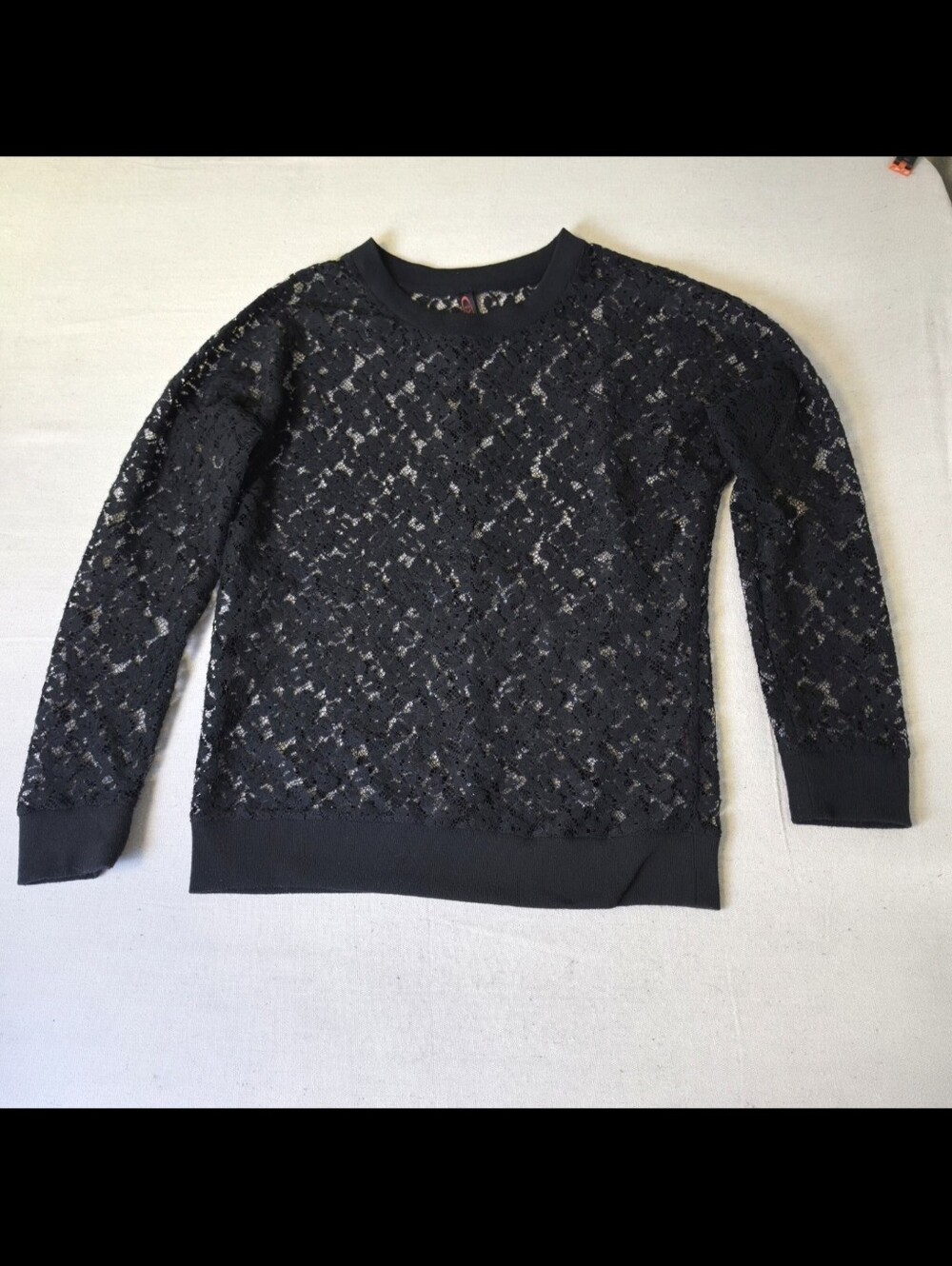 Yoki Lace Long Sleeve Top Sweater Black Women's Size L